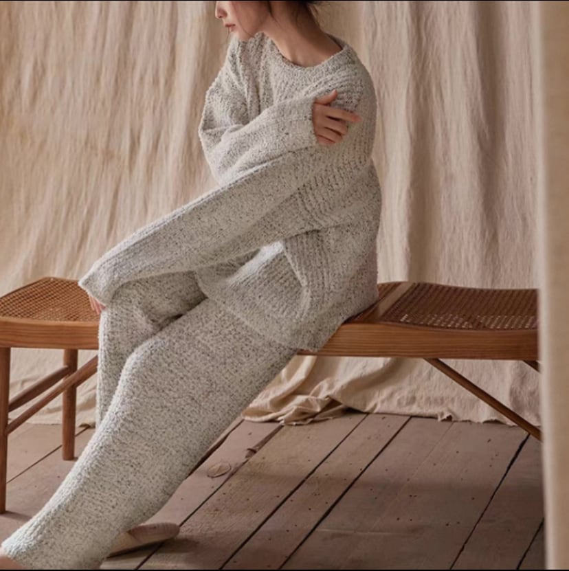 訳ありSALE【ladies】【M-XL】warm pullover pair simple design pajamas p1580