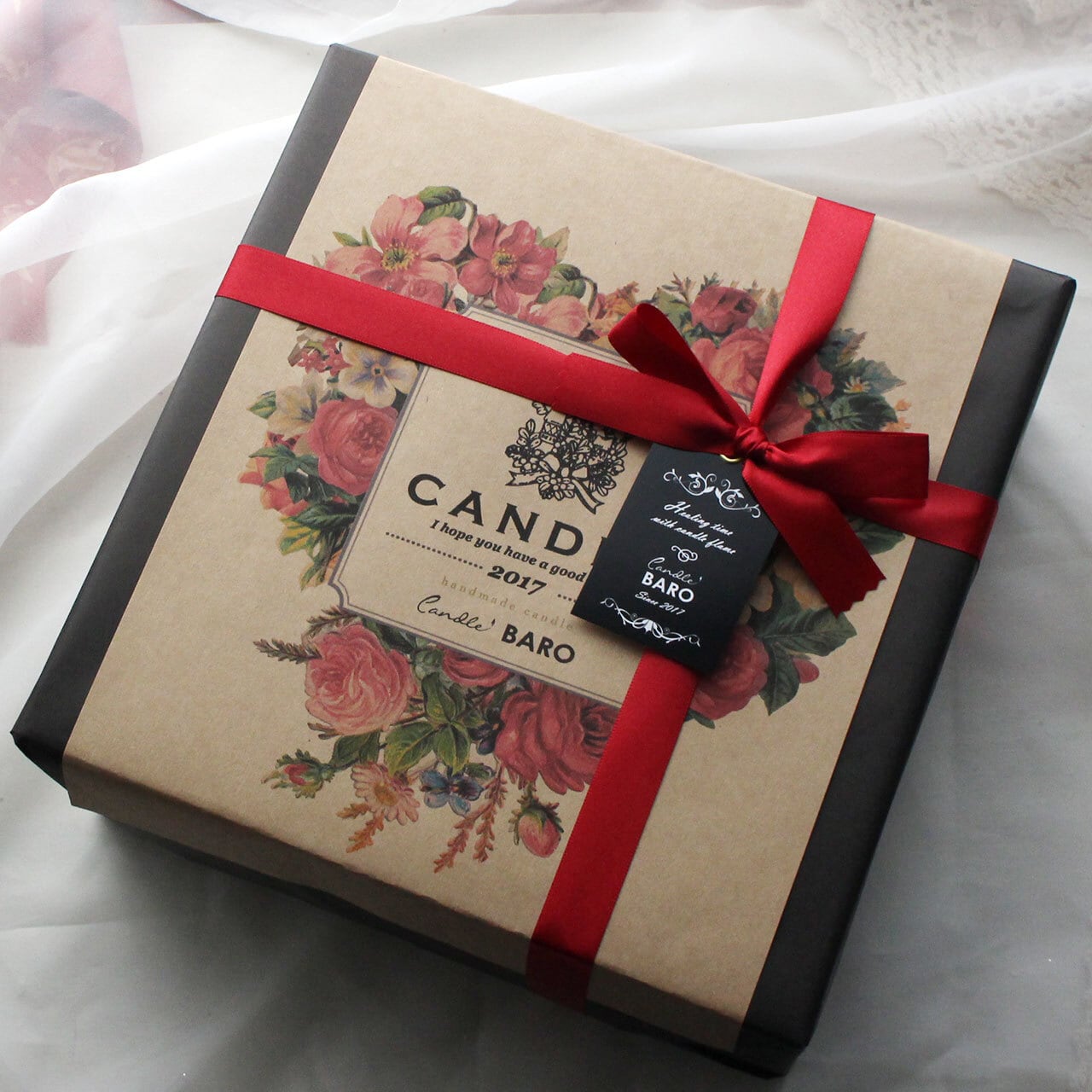 専用お手続きページ・ギフトラッピング付き☆ウェディグキャンドル2本セット　ミニバラ　メッセージ&日付&名入れ