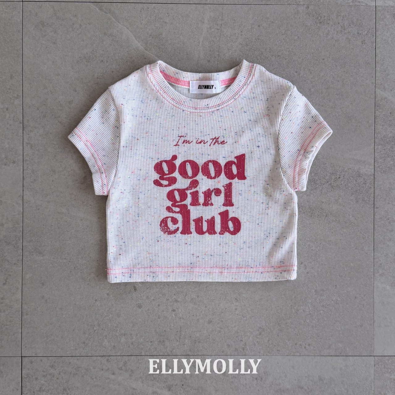 [ELLYMOLLY] Rainbow Crop Tee +fee2 / [엘리몰리] 레인보우크롭티