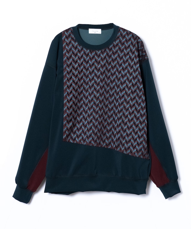 HERRINGBONE COMBI SWEATSHIRT（GRN）