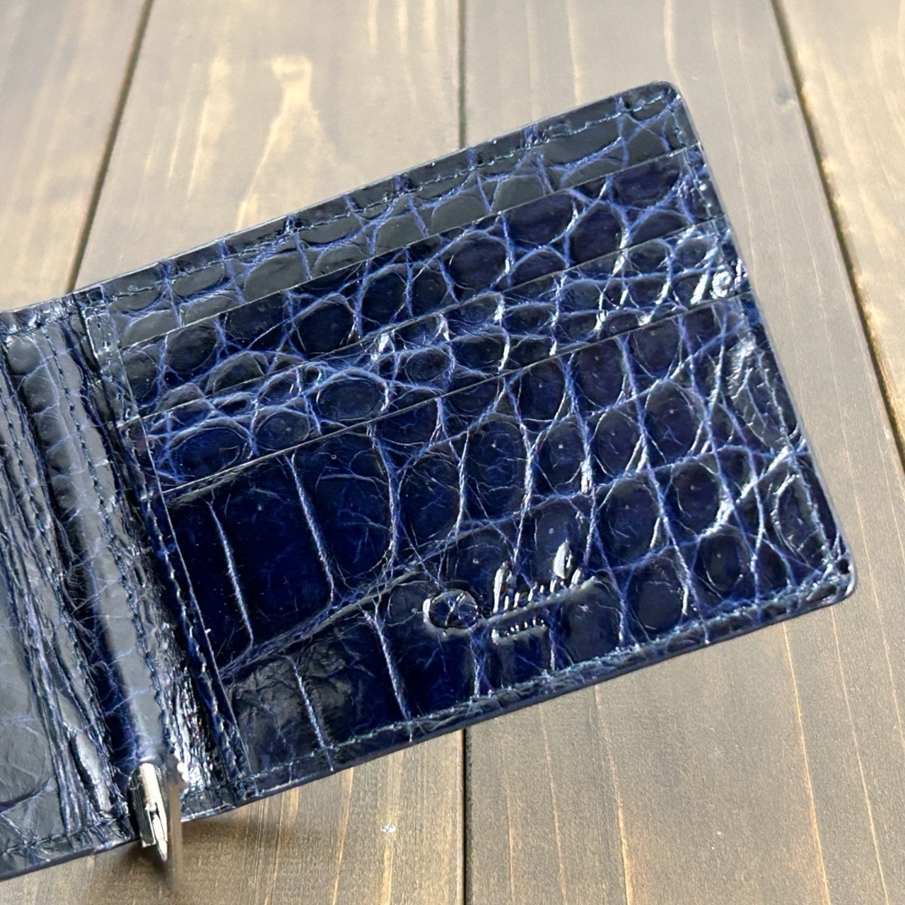 スタースティングレイ × クロコダイル マネークリップ ネイビー