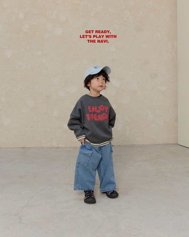 《送料無料》予約:ポケットワイドデニムパンツ【navi】※ジュニアサイズ