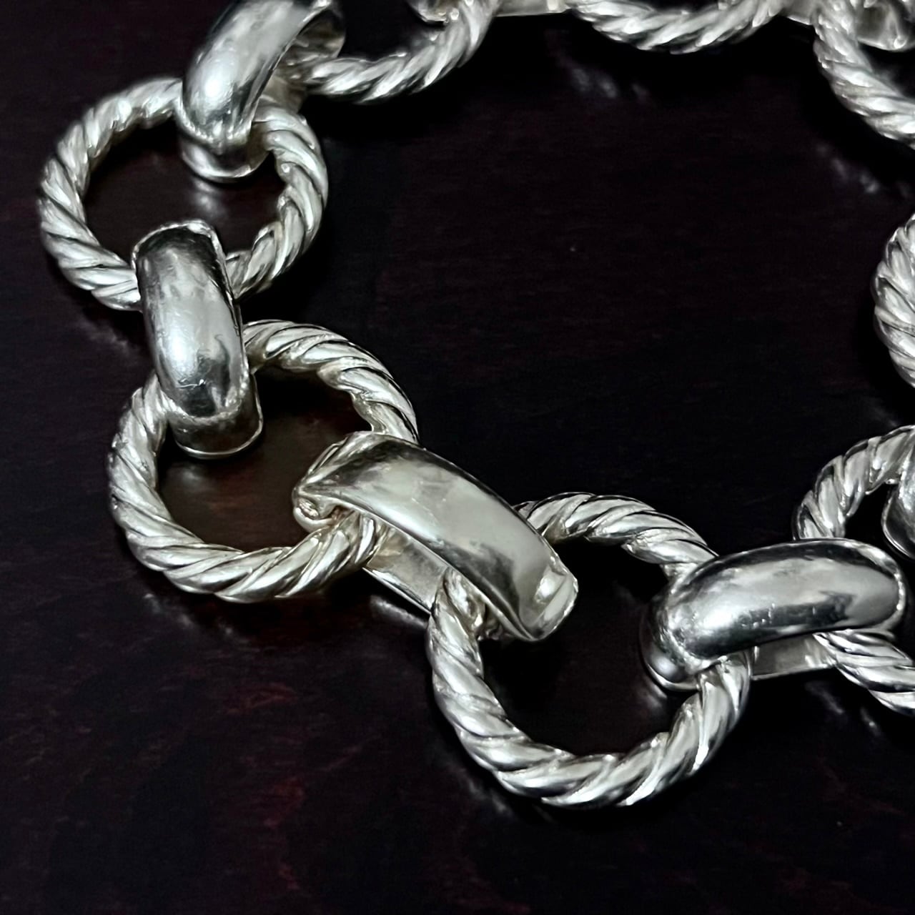 VINTAGE TIFFANY & CO. Twist Circle Link Bracelet Sterling Silver