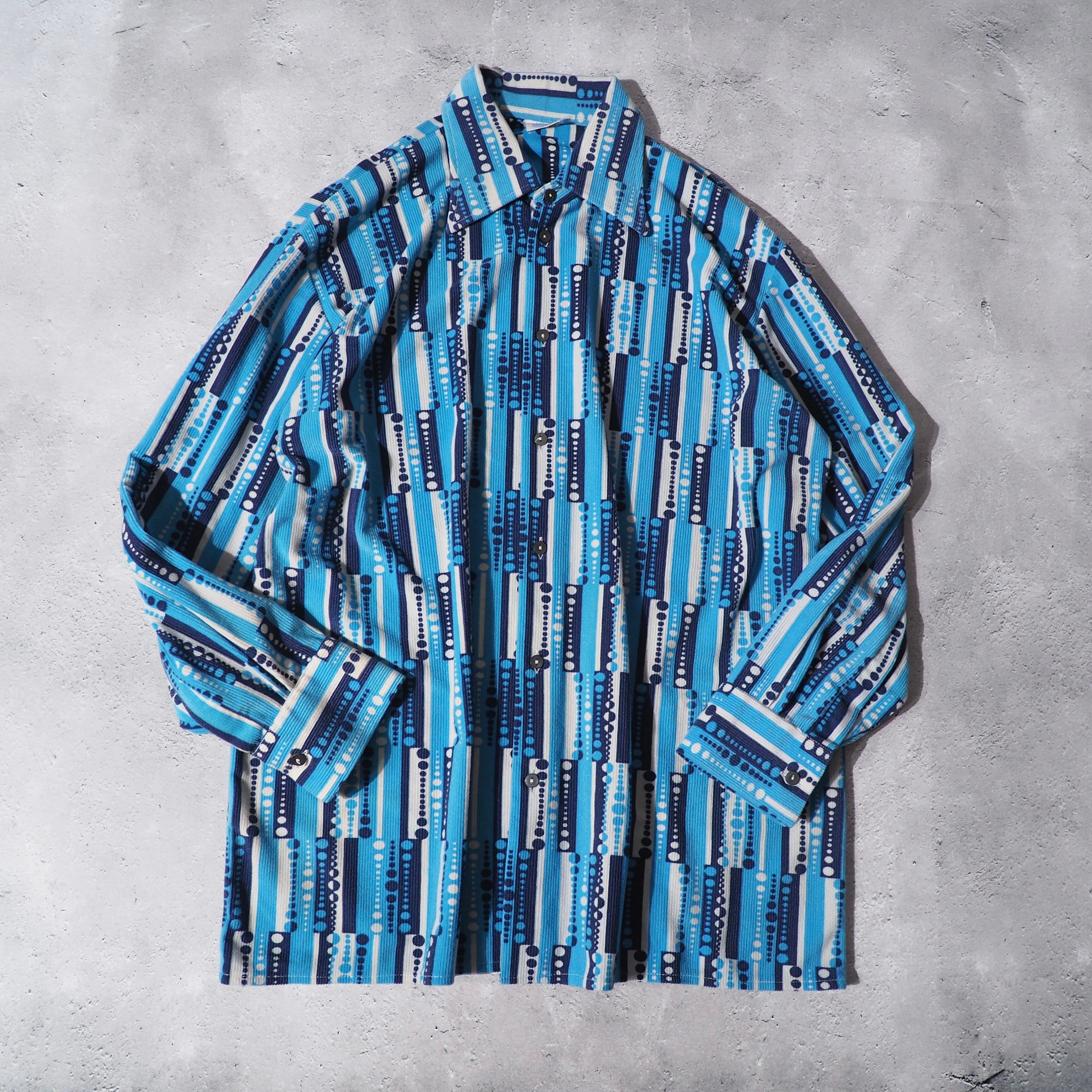 1970 - 80s cold dot line pattern vintage corduroy shirt