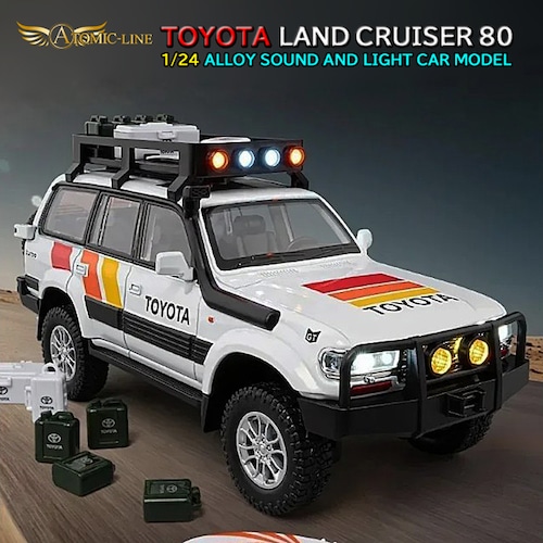 TOYOTA ランドクルーザー 80 1/24 ミニカー 全3色 ライト点灯 エンジンサウンド 合金モデル 模型 ジオラマ
