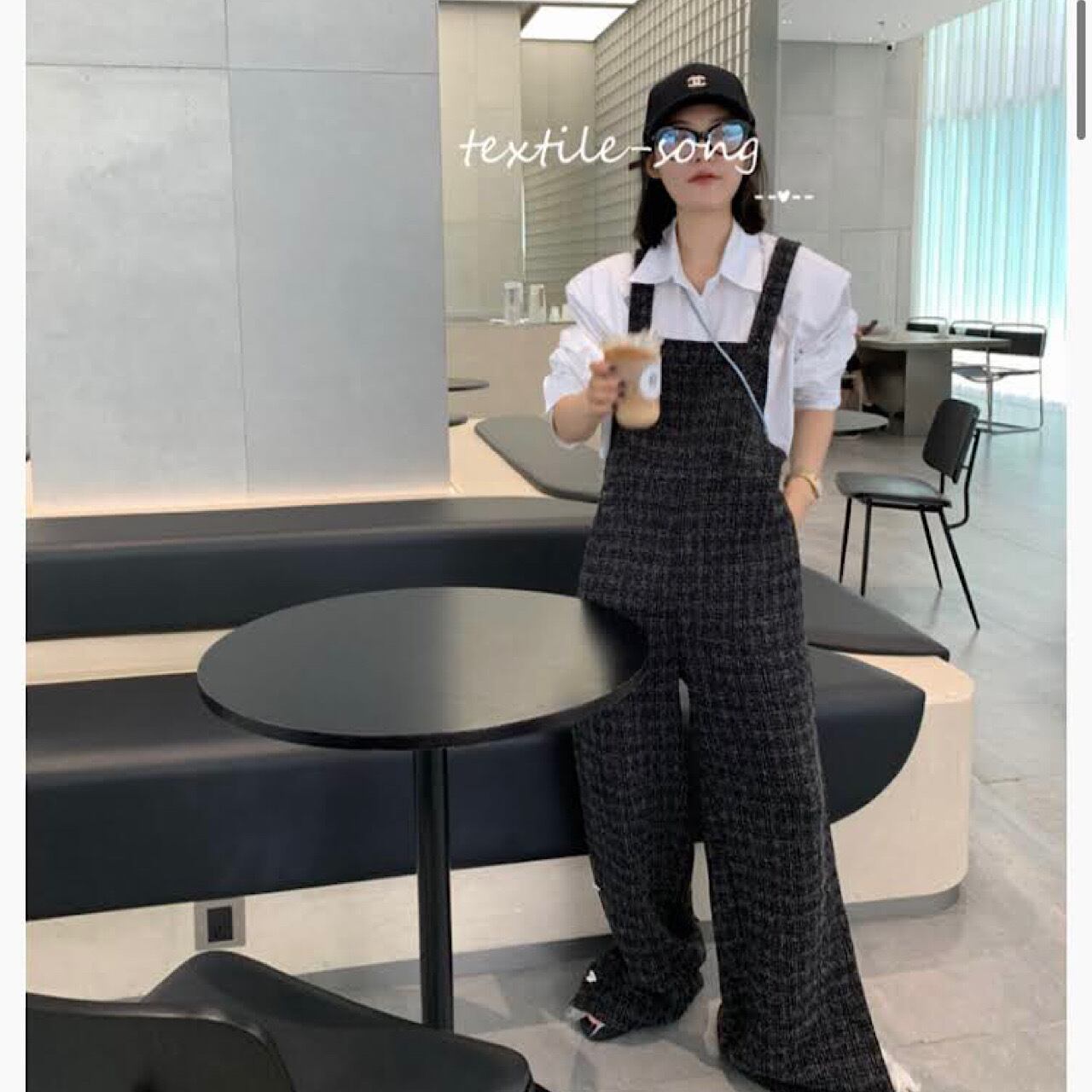 レディース 秋冬 ジャンプスーツ サスペンダー ワイドパンツ