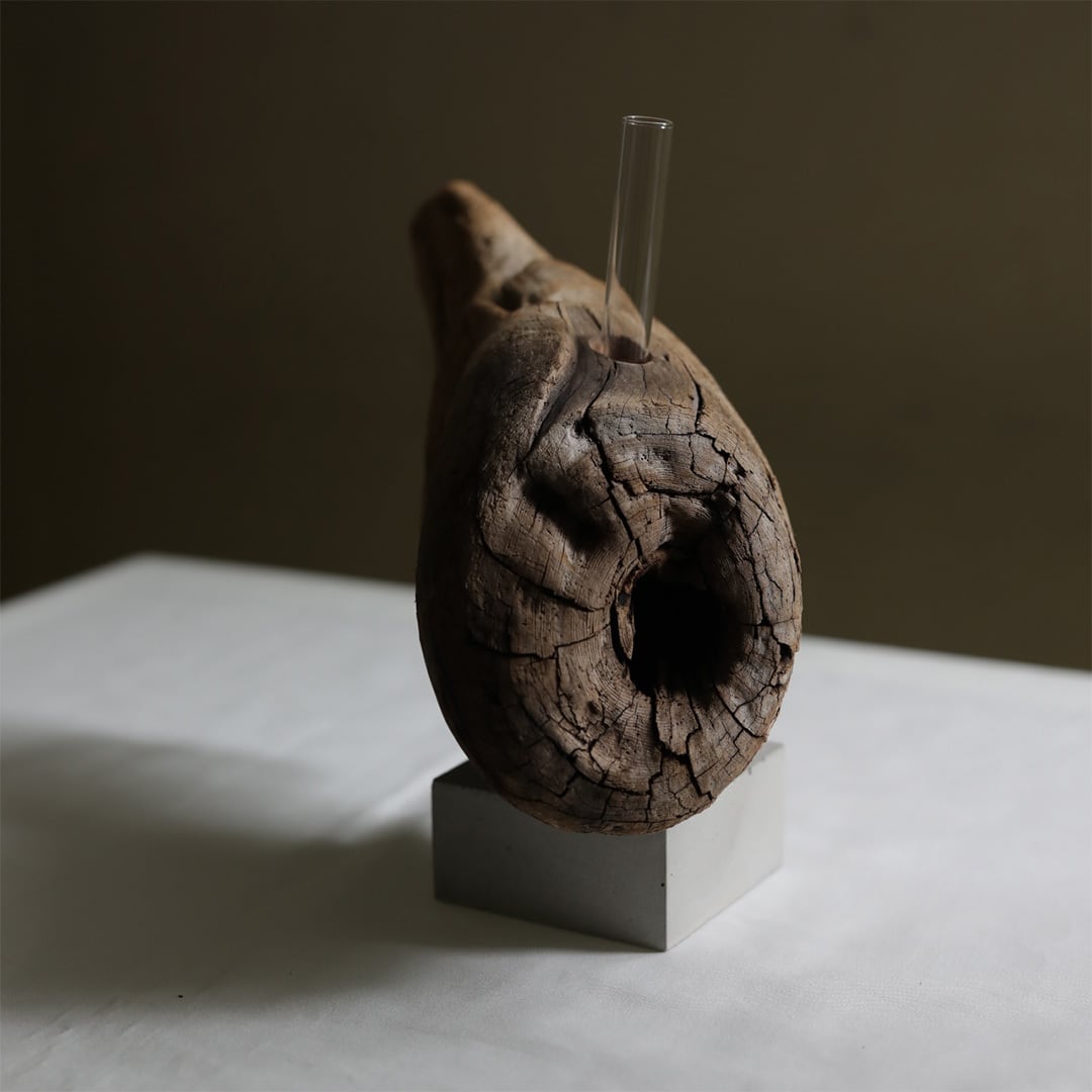 saisei (再生) driftwood flower vase cement 無塗装 | FREEPARK