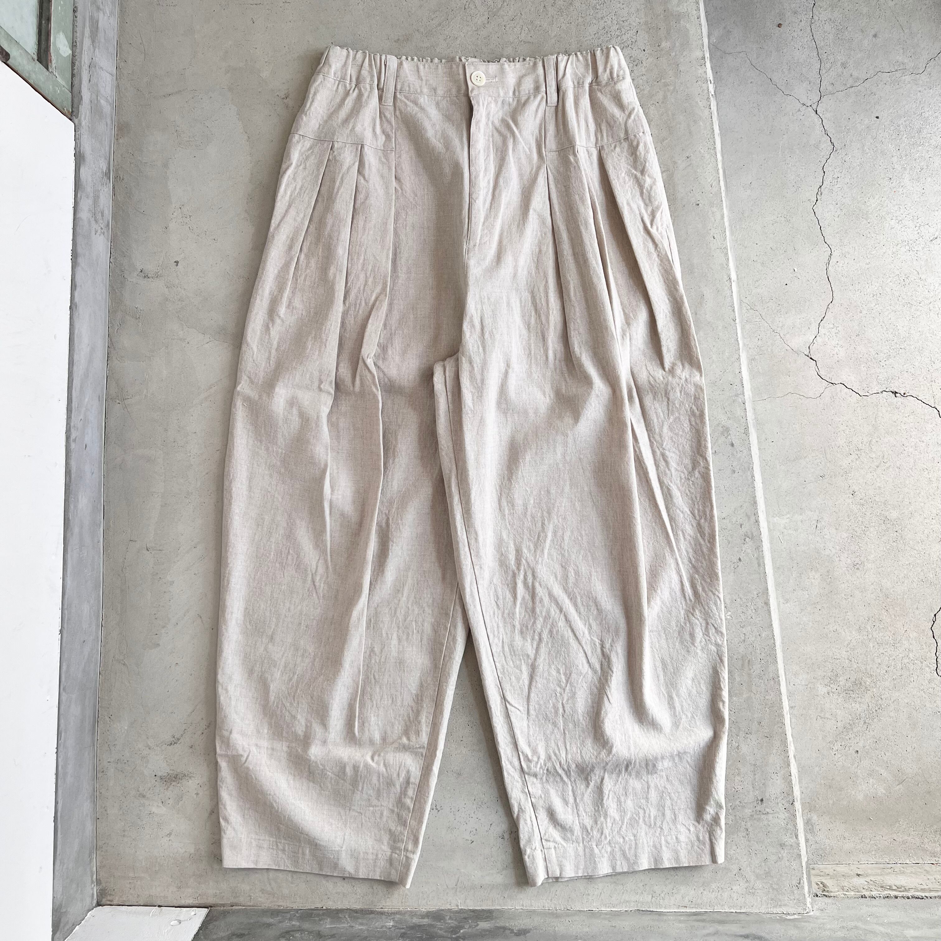 5日削除UNIVERSALTISSUパンツ UNIVERSAL TISSU フレンチリネン サイドタックパンツ | T-Base-Life
