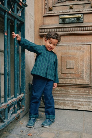 【予約/送料無料】5y-8y / Pants LEBON - blue reversible / Maison Marelle