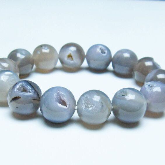 アゲート 笑口ブレスレット 16mm 一点物 メール便可 [M便 1/10] 111-39661