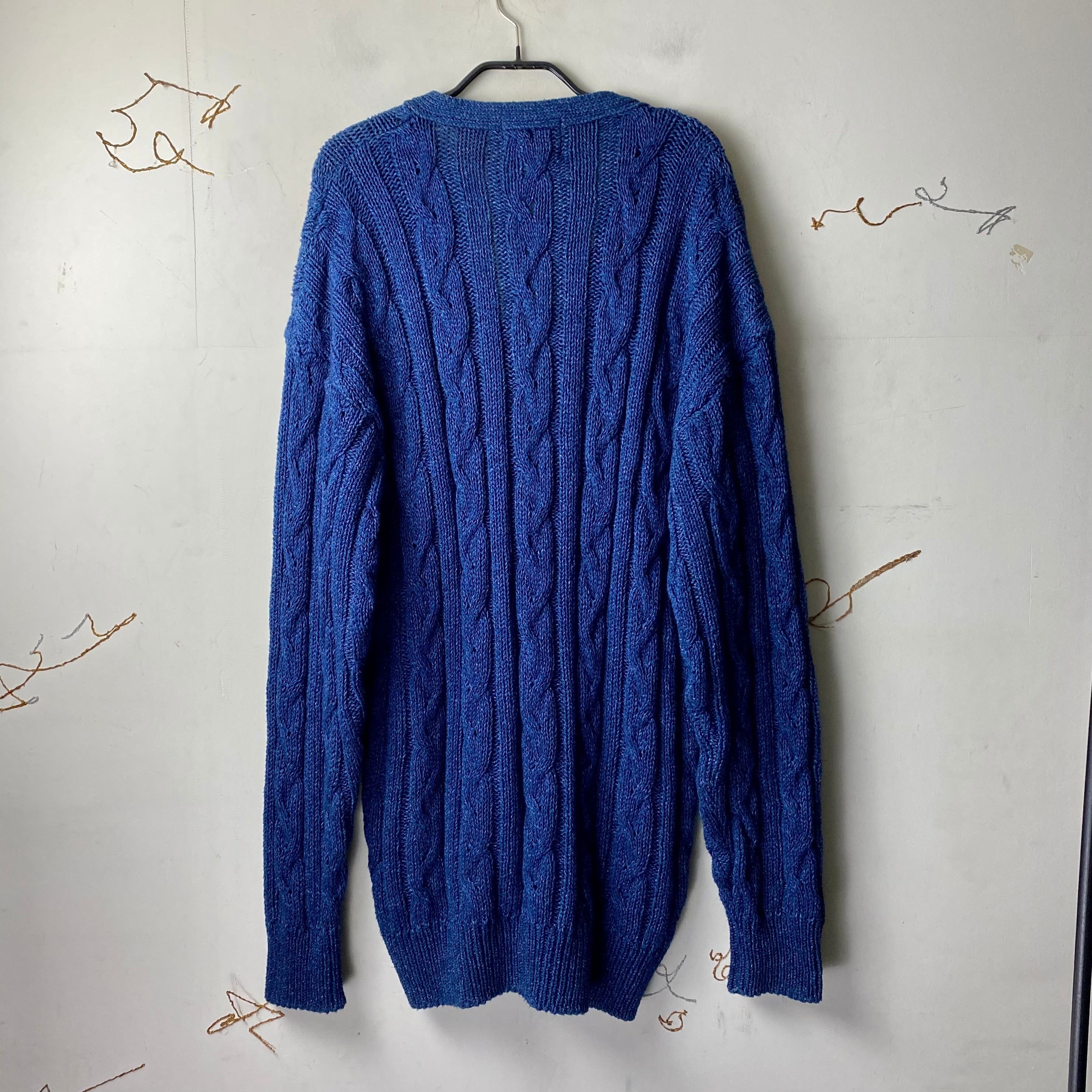 old MICHAEL ROSS indigo cotton cable knit cardigan | NOIR ONLINE