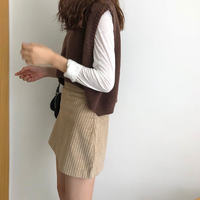 秋冬おすすめ☆コーデュロイミニスカート 台形スカート レトロ 太畝