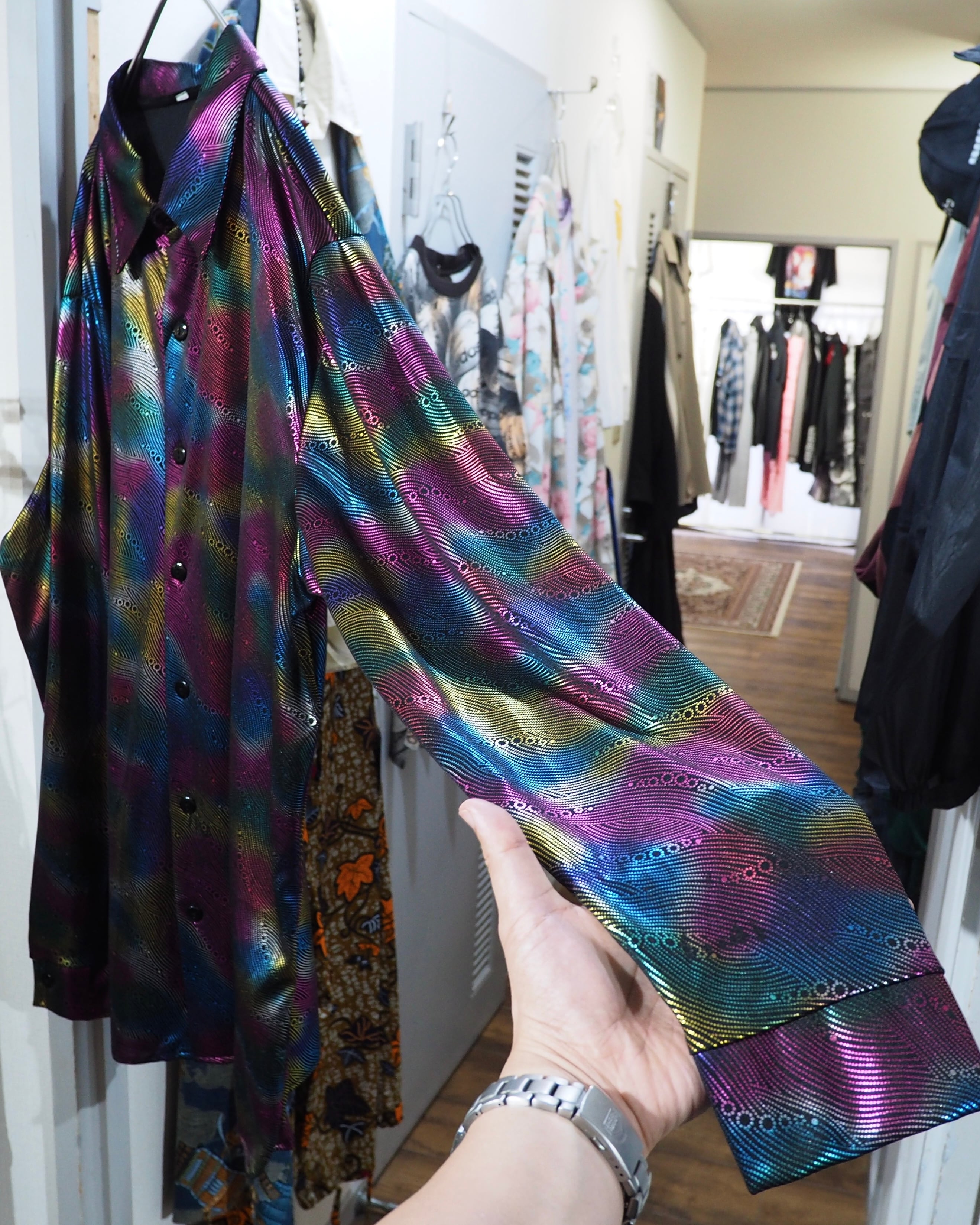 Bewitching Beautiful Purple Aurora pattern vintage Drape loose shirt