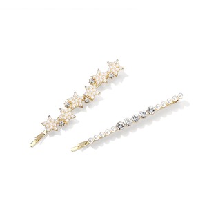 ヘアクリップ おしゃれ キラキラ ダイヤモンド 真珠 パール スター ゴールド バレッタ