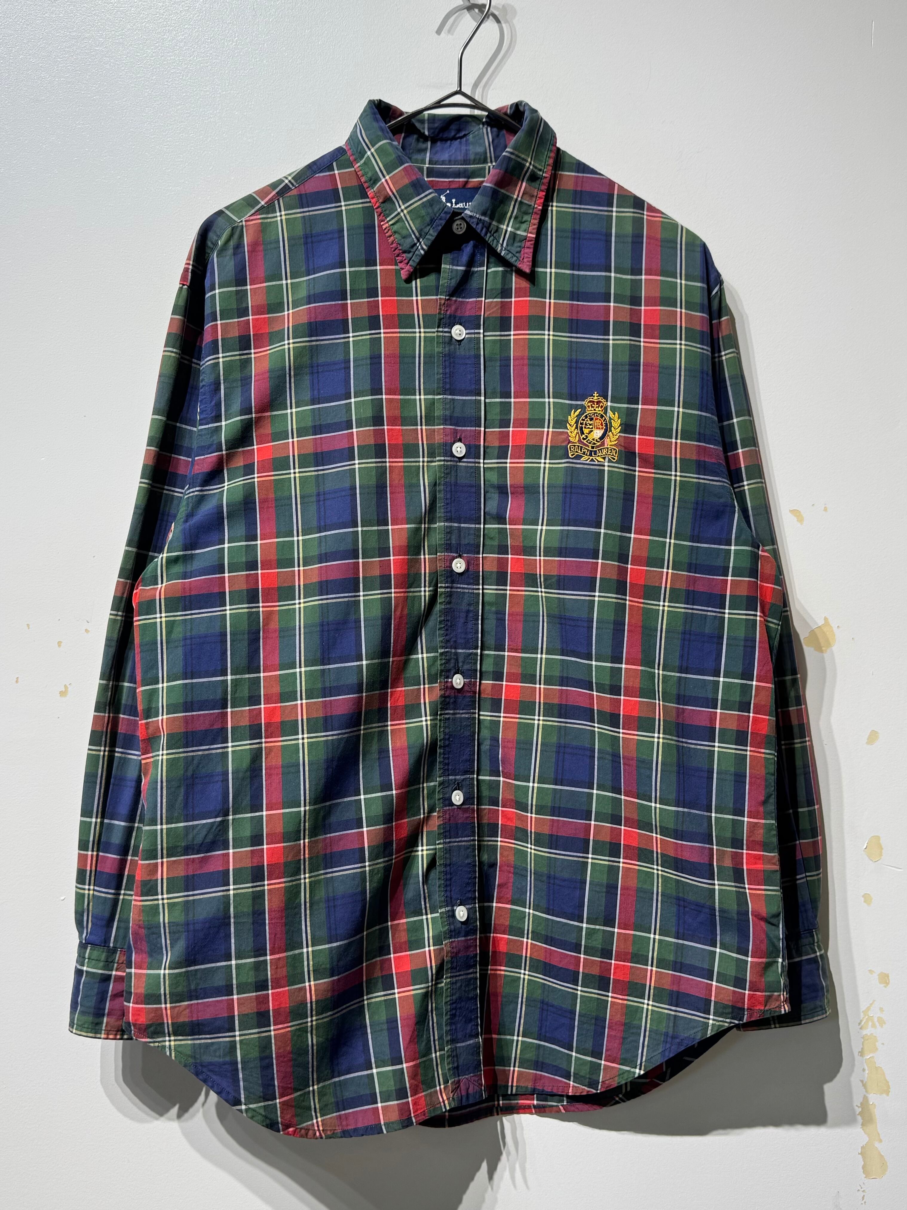 (SH1464)Ralph Lauren embroidery logo check shirt