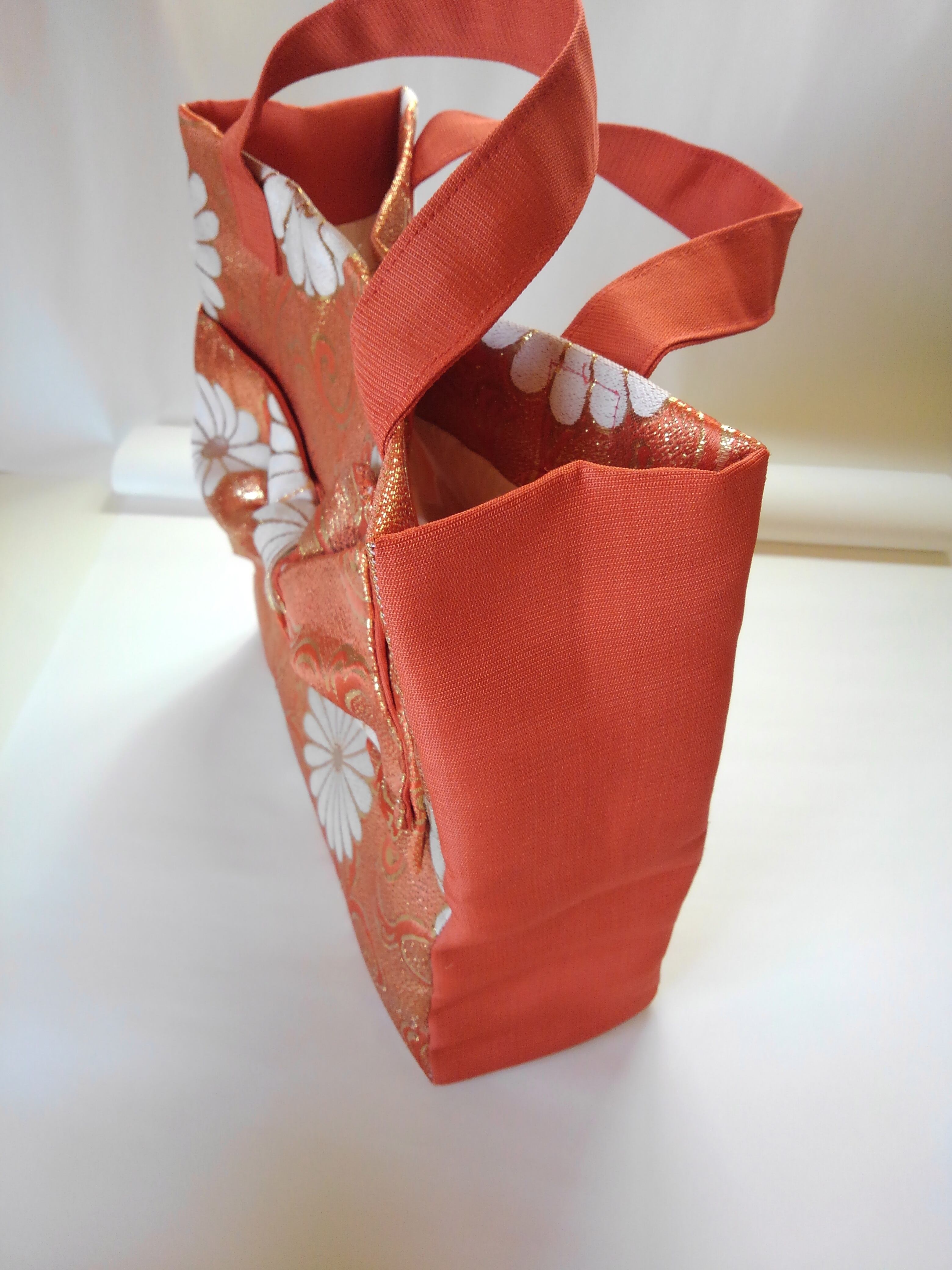 オレンジ系 帯のリメイクバッグ | Caprice