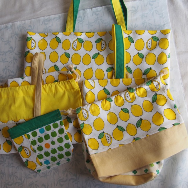 通園バッグセット／さわやかレモンの絵本バッグ(5-155) | 手づくりうふい