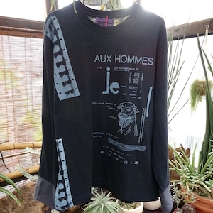 [ LONG  T-SHIRT ] HE?XION! TAPES  / AUX HOMMES ロングTシャツ ( BK )