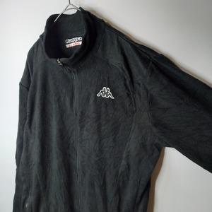 カッパ　ジップアップ　フリース　ジャケット　ブルゾン　刺繍ロゴ　ブラック　XL