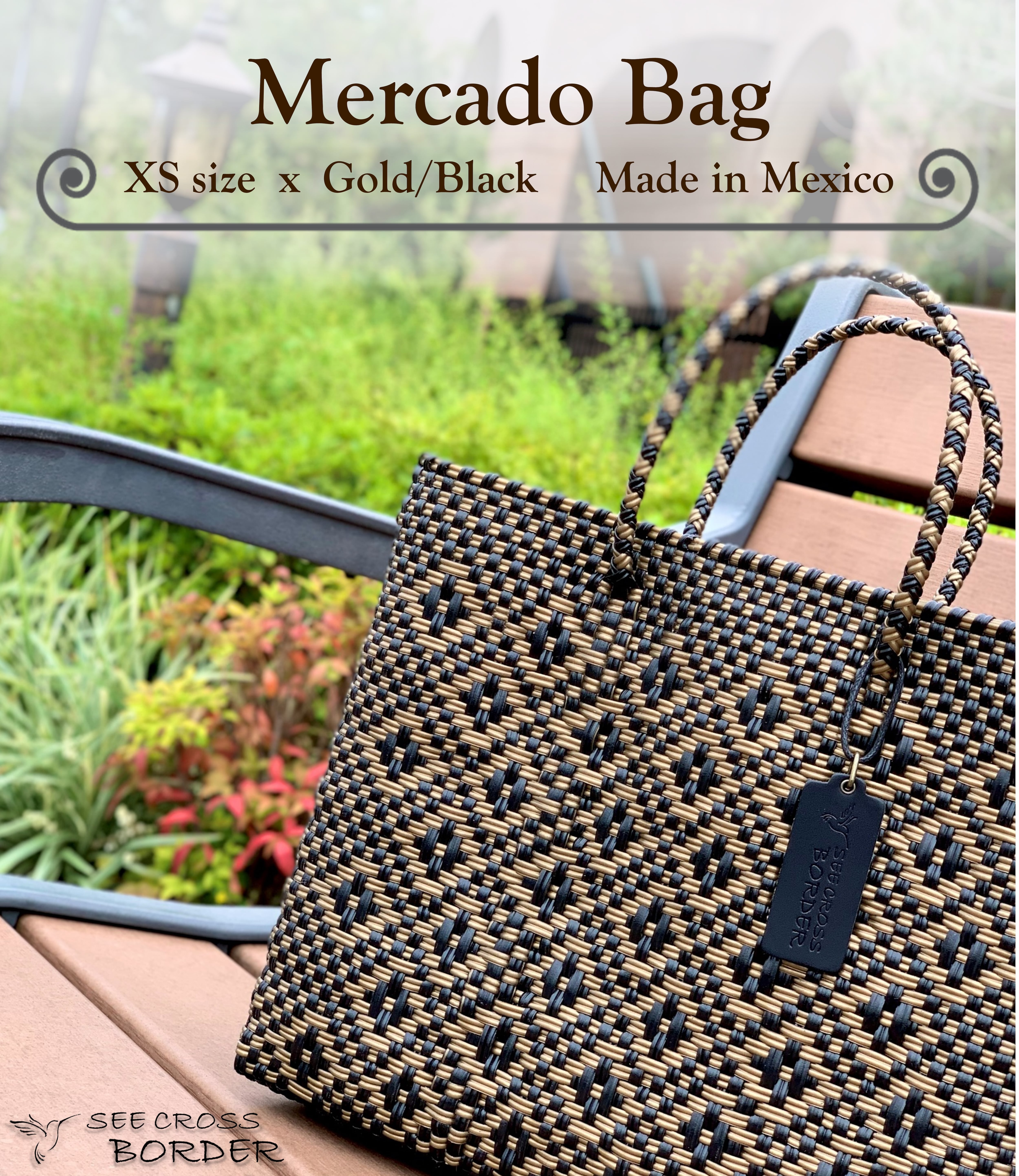 XS Mercado Bag (Normal handle) Gold/Black | SEE CROSS BORDER  人気のおしゃれメルカドバッグ/職人が作ったハンドメイド品 powered by BASE