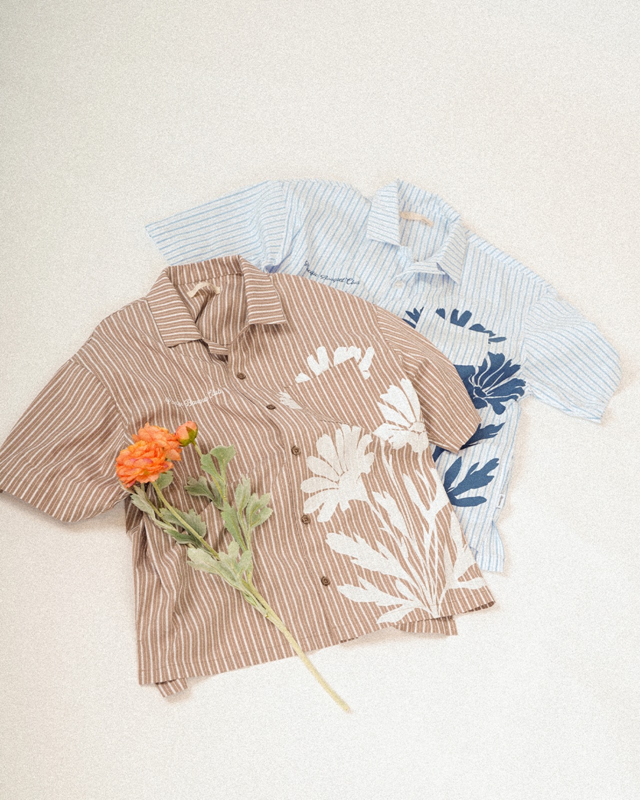 【#Re:room】BIG FLOWER PRINT STRIPE SHIRTS［RES126］