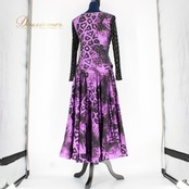 社交ダンス 衣装 スタンダード ツーピース 上下セット パーティ衣装 女性用 レディース オールシーズン 黒 紫 ブラック系 Roger パープル系 派手 ラインストーン 伸縮性 ウエストゴム仕様 おしゃれ パーティー用 競技用 大人用 ダンス衣装 快適 体型カバー 派手柄 ファッション モダンダンス 謝恩会 エレガント パフォーマンス ウェア ショートスリーブ ボディコン ジャズダンス スポーツ 用途広い ブラックパープル