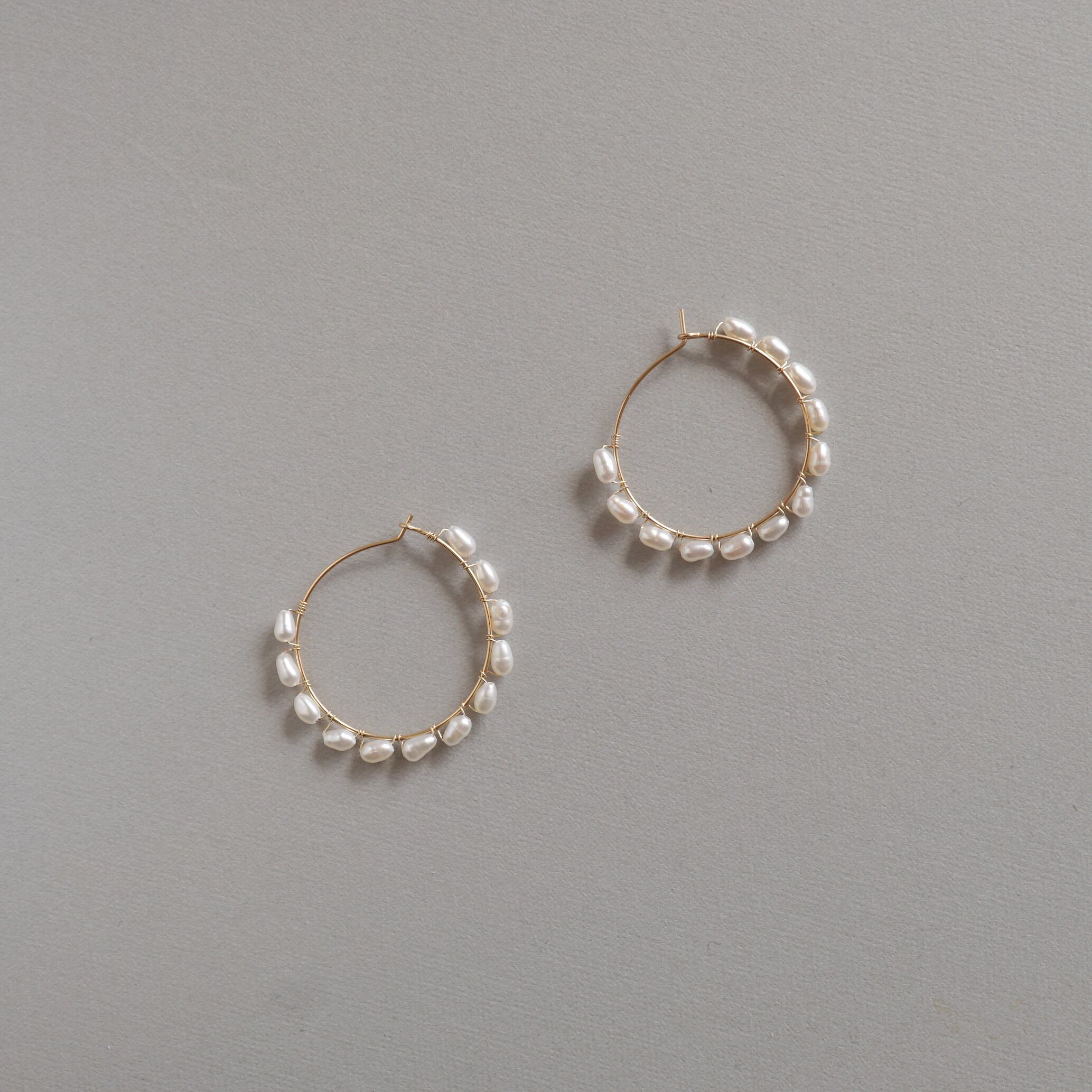 14kgf ライスパールフープピアス イヤリングクリップ Temtem