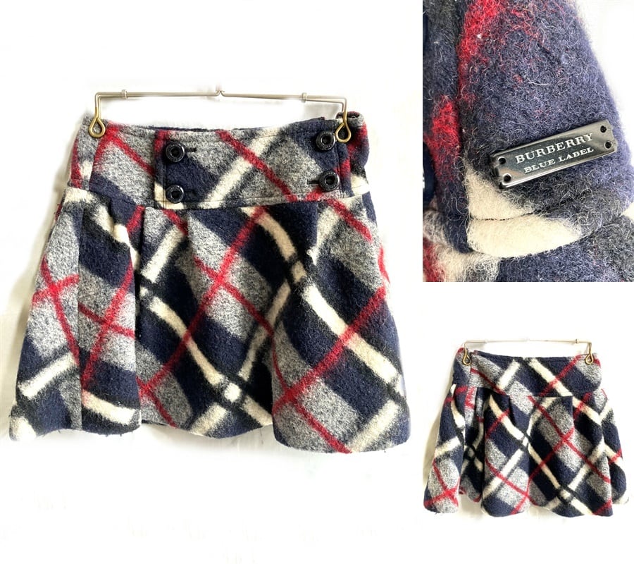 美品BURBERRY BLUE LABEL フレアスカート 38 ワンピース 美品 秋冬