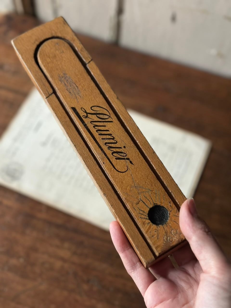 2段式 木製ペンケース 筆箱 スライド Plumier | Brocante de La