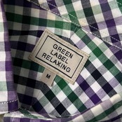 GREEN LABEL RELAXING グリーンレーベルリラクシング BD ボタンダウン チェック オックスフォード 半袖シャツ M/グリーン×パープル メンズ