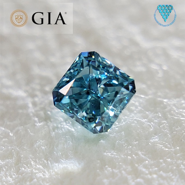 0.05 ct FANCY VIVID GREEN BLUE GIA 天然 グリーン ブルー ダイヤモンド カットコーナード スクエア シェイプ