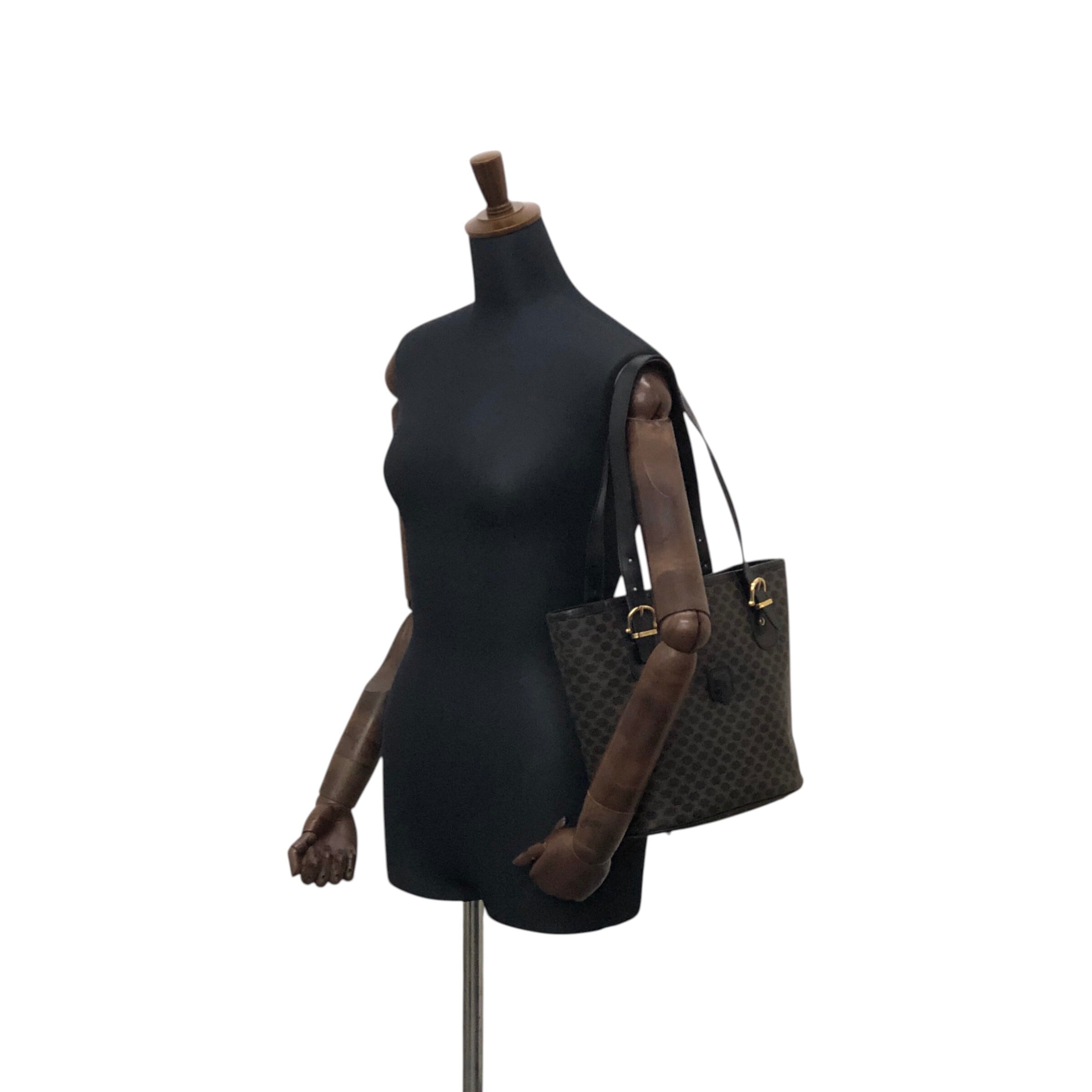 CELINE セリーヌ マカダム ハンドバッグ ブラック ブラゾン型押し PVC