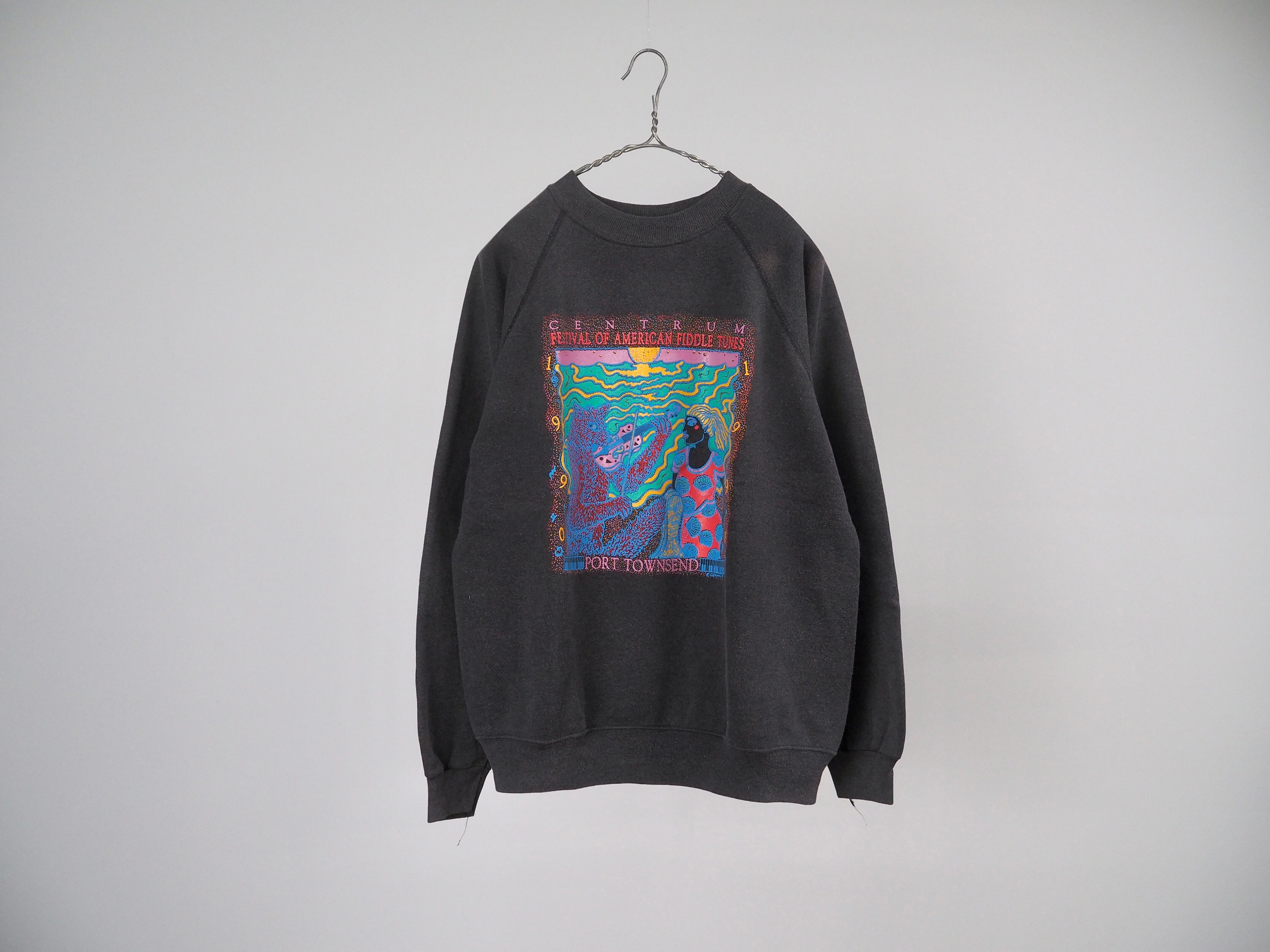 1990’s fiddle tunes print sweatshirt L black