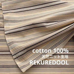 ★TB981◆2m◆綿100%天竺ニット生地◆細ボーダー★ベージュ系