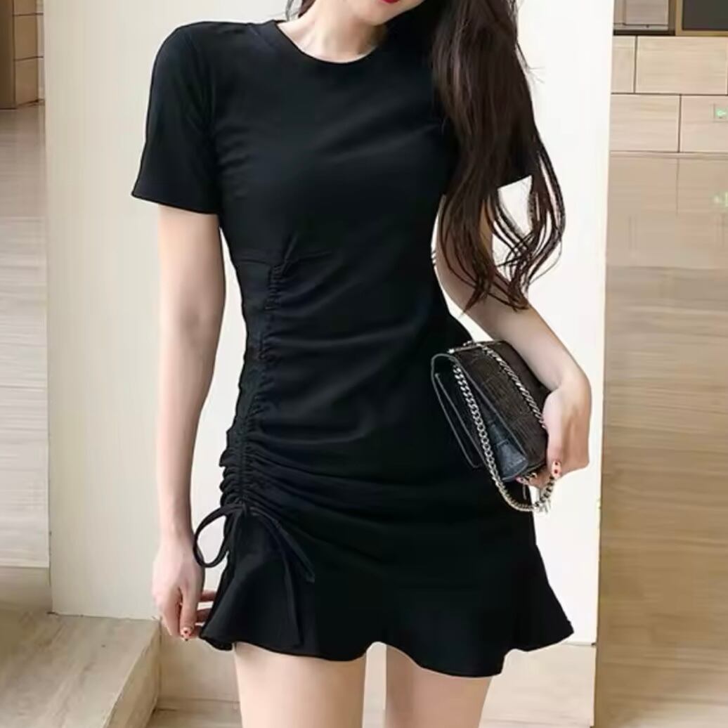 シャーリングTシャツミニワンピース