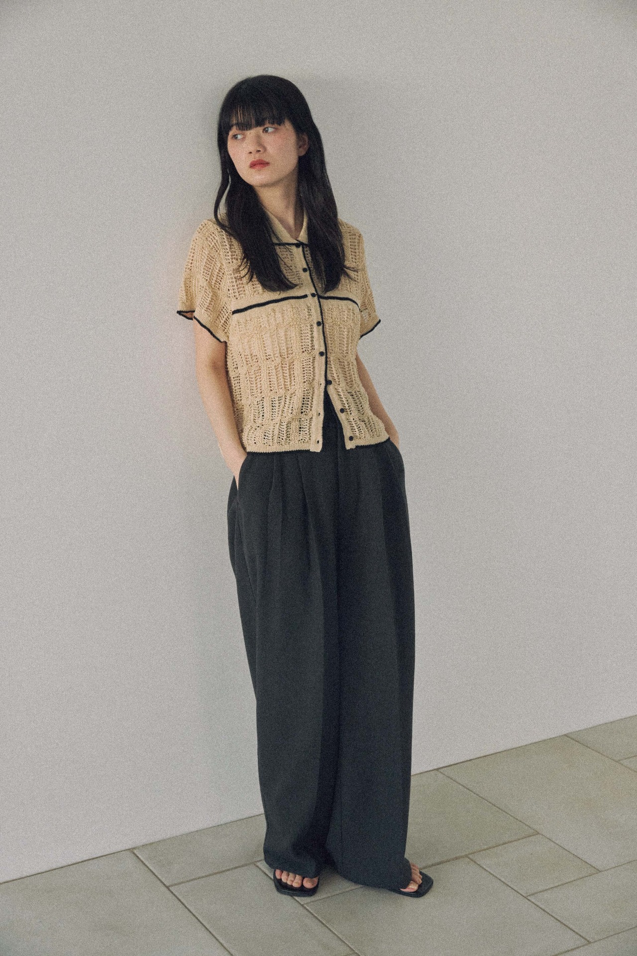 DU260500 Summer Mesh Knit Line Cardigan