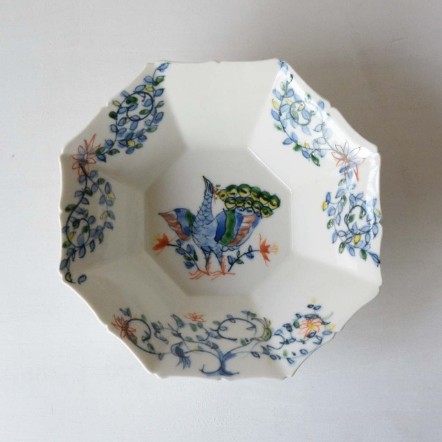 宮田竜司  呉須赤江 面取 輪花鉢 中（26-008/S-2）