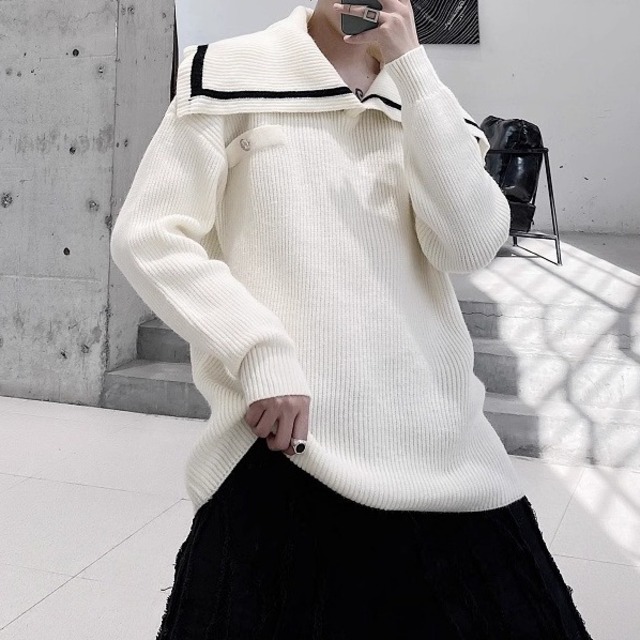 オーバーサイズセーラーカラーリブニット 2color MTO0504