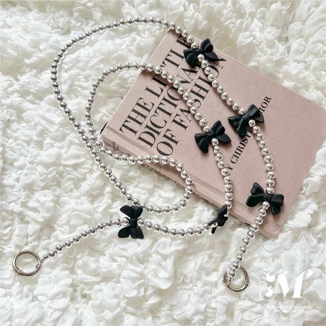 black ribbon silver shoulder strap