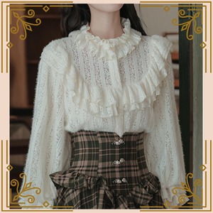 ♦クラシックエレガント総レース長袖トップス♦　trnd027