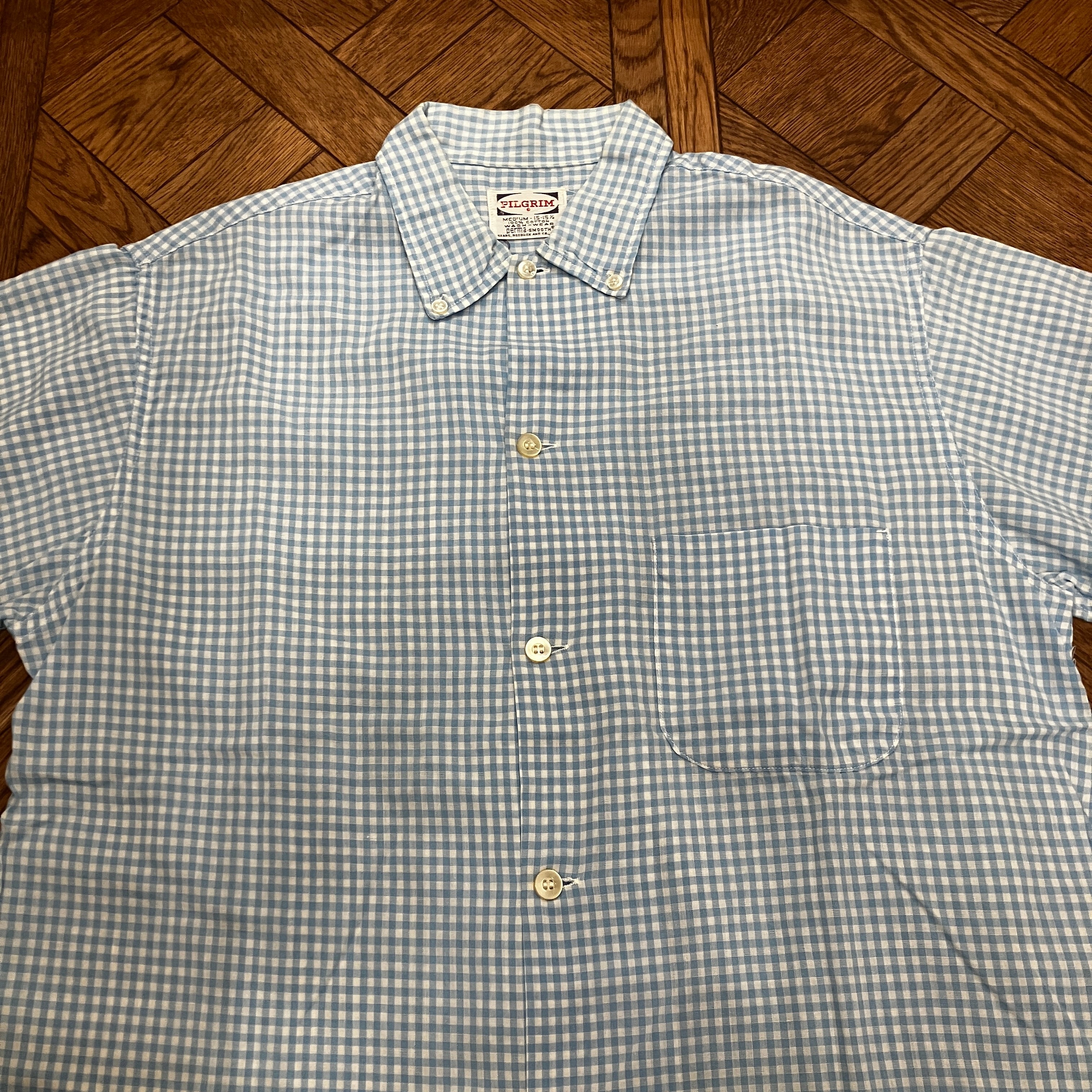 1950'S PILGRIM S/S 3POINT COTTON GINGHAM CHECK SHIRT | safarionline
