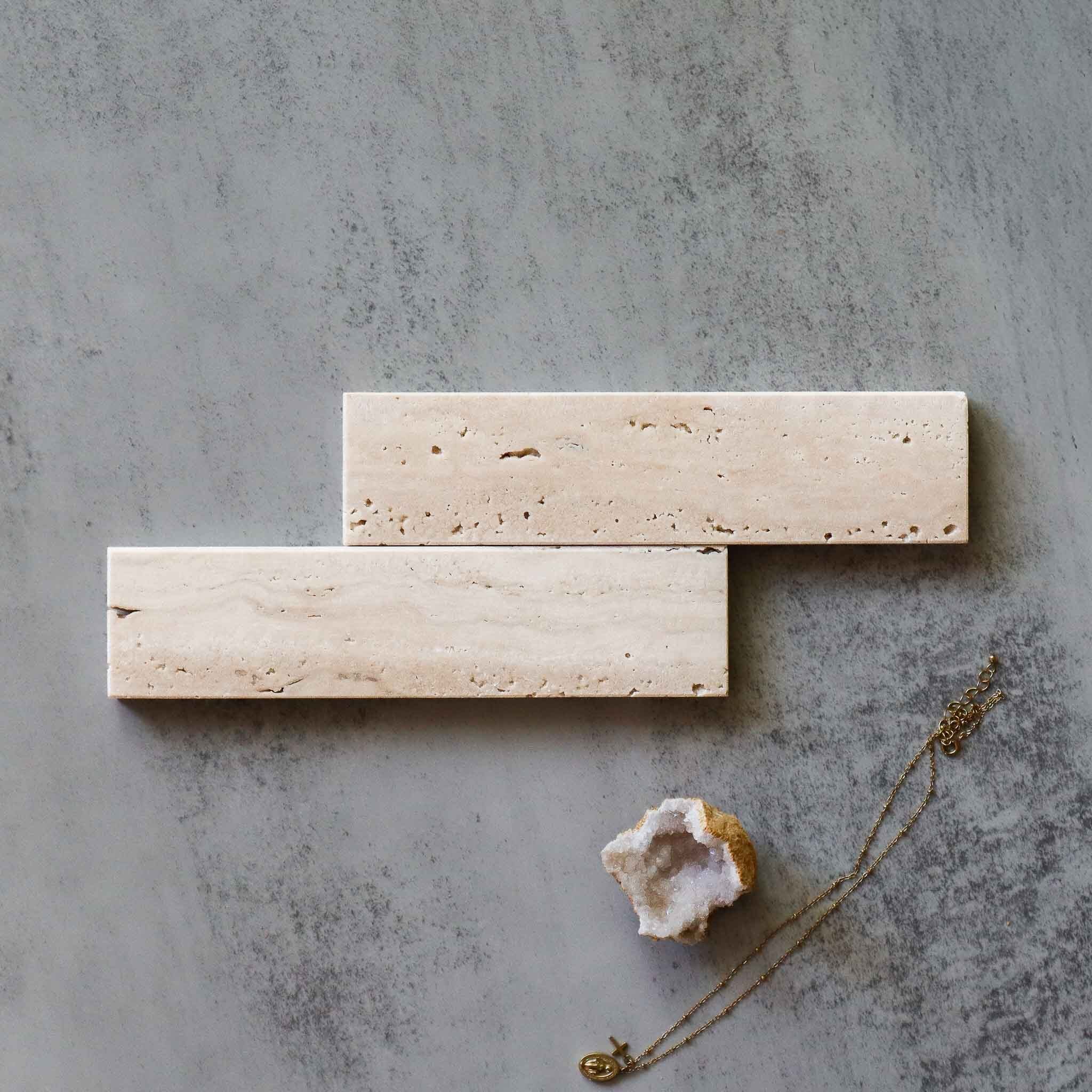 【NEW】トラバーチン ディスプレイ プレート 20cm x 5cm|細長形 Slim|天然大理石