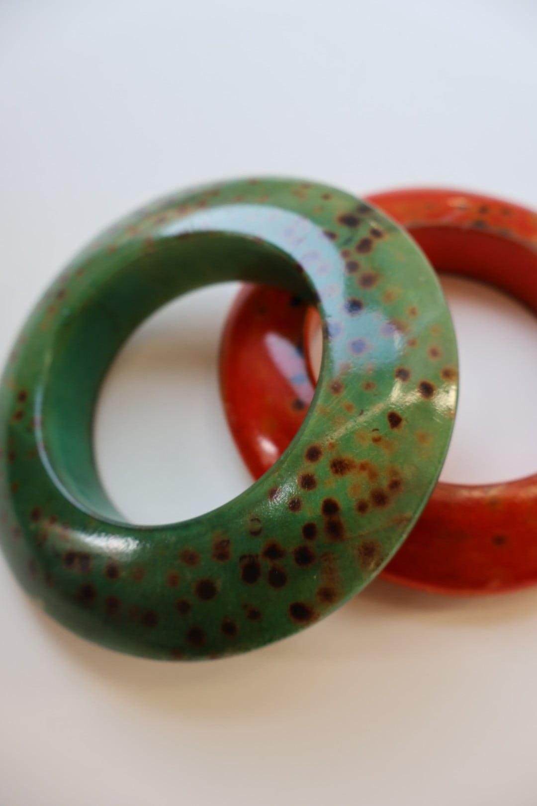 vintage Forest Green & Rust Speckle Bangles