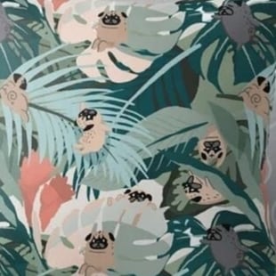Cushion Cover -botanical pug- a-cush-96 | Pug shower - パグ
