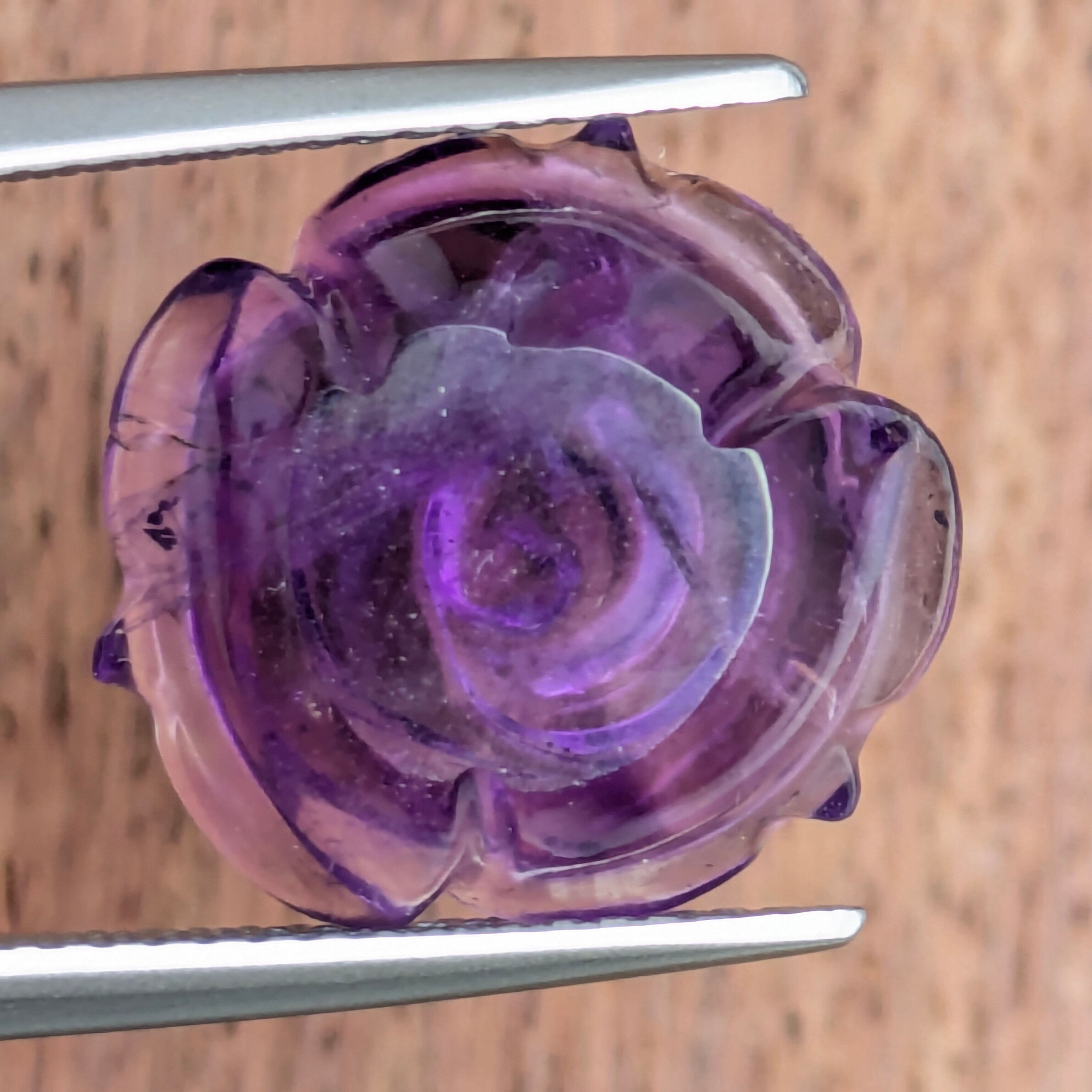 アメシスト 彫刻（薔薇） ミャンマー産 【8.03ct】PRO208203 | Gem's