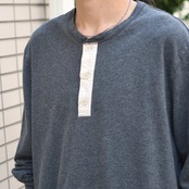 henry neck long sleeve tee charcoal gray