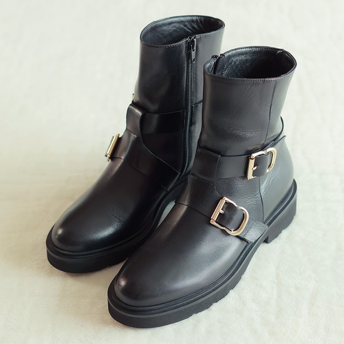 Luca Grossi (ルカ グロッシ)　ダブルストラップ　ショートブーツ