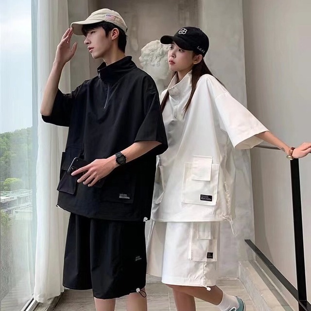 プルオーバー トップス ハーフパンツ 春夏服 ユニセックス カップルコーデ｜天使と悪魔