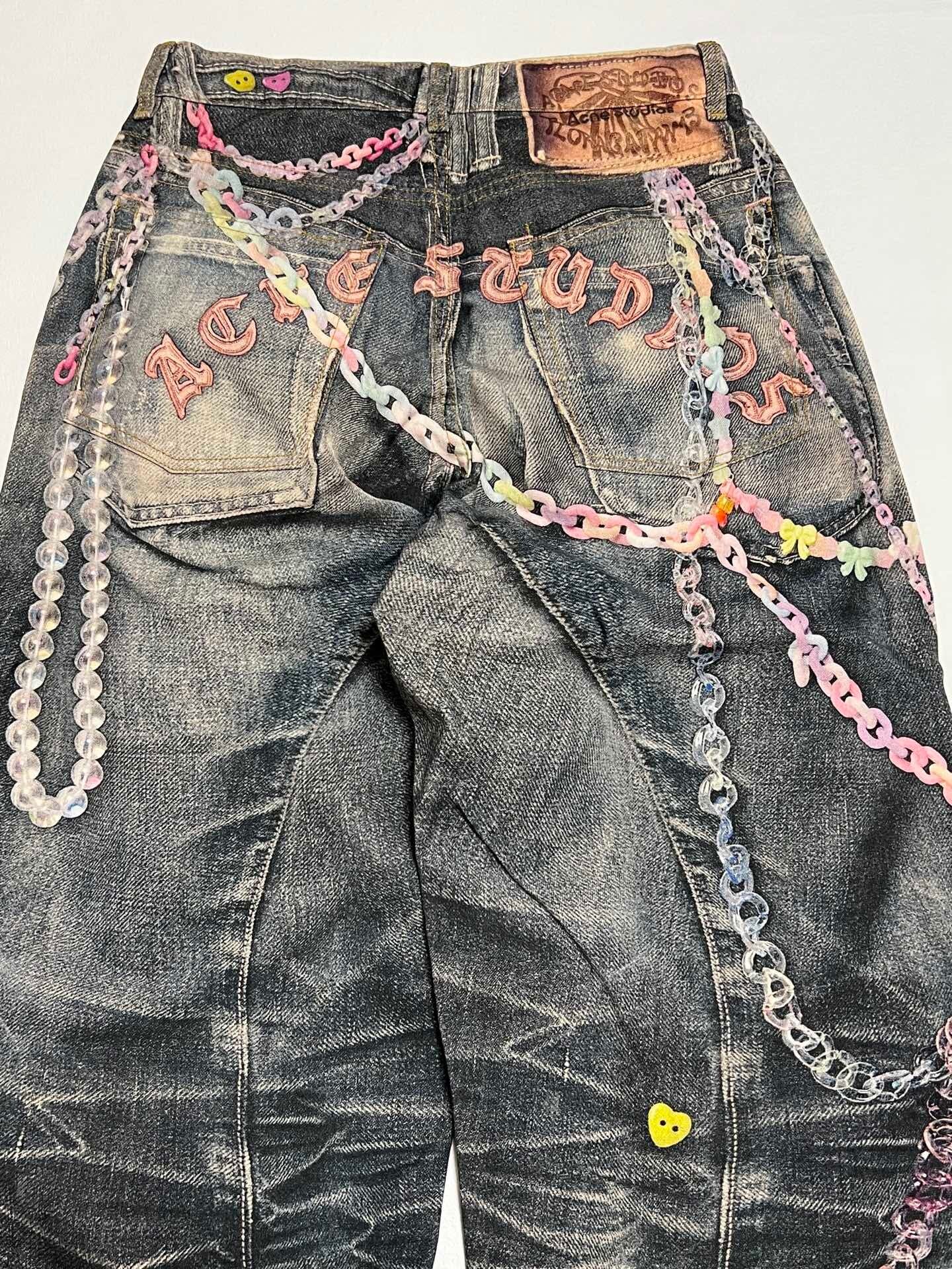 Acne 25SS 1981M Vintage Chain Detail Loose Jeans キャンディチェーン 3Dプリント ルーズ ...