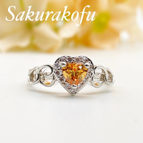 D046 レディース 指輪 シャンパントパーズ ハートリング 人気デザイン